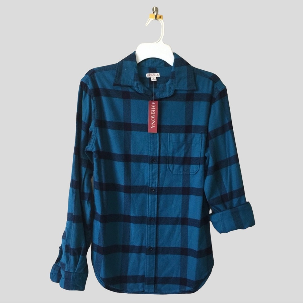 Merona Checkered Flannel Dress Shirt Small